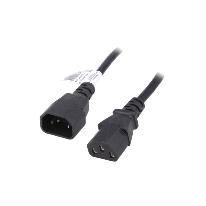 Cablu; 3x0,75mm2; IEC C13 mamă,IEC C14 tată; PVC; 3m; negru; 10A Cablu; 3x0,75mm2; IEC C13 mamă,IEC C14 tată; PVC; 3m; negru; 10A