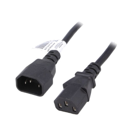 Cablu; 3x0,75mm2; IEC C13 mamă,IEC C14 tată; PVC; 3m; negru; 10A