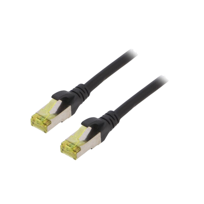 Patch cord; S/FTP; 6a; litat; Cu; LSZH; negru; 2m; 26AWG