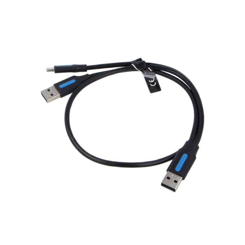 Cablu; USB 2.0; USB A mufă x2,USB C mufă; nichelat; 0,5m; negru