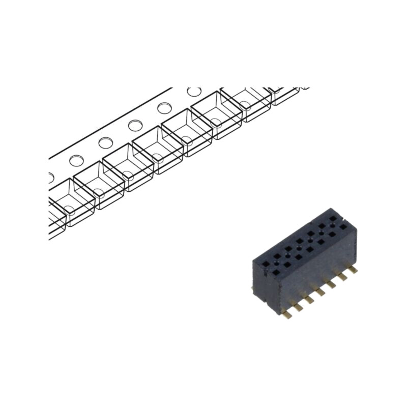 Conector: şiruri pini; tată; PIN: 14; 1,27mm; aurit; SMT; soclu Conector: şiruri pini; tată; PIN: 14; 1,27mm; aurit; SMT; soclu