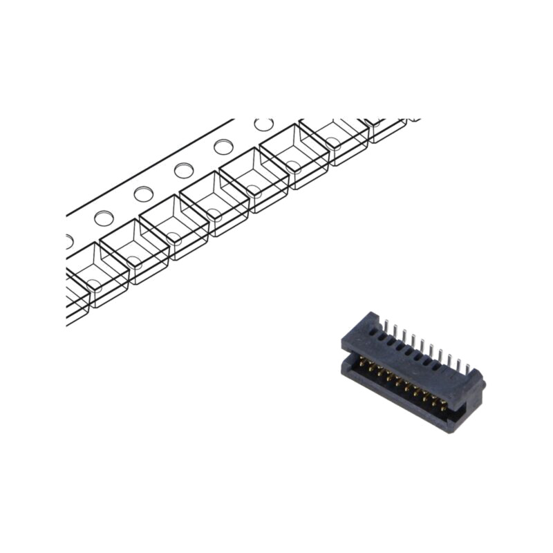 Conector: PCB-PCB; tată; PIN: 20; 1,27mm; TFM; aurit; SMT; soclu; 3,7A