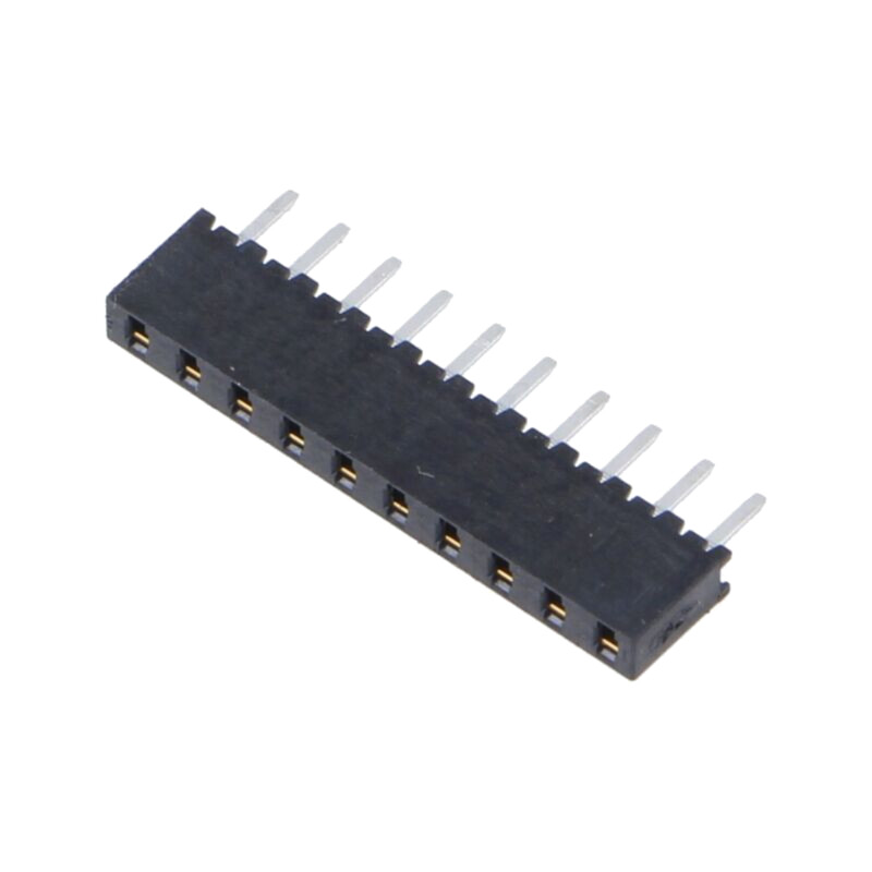 Conector: şiruri pini; mamă; PIN: 10; 2mm; aurit; THT; soclu; drept Conector: şiruri pini; mamă; PIN: 10; 2mm; aurit; THT; soclu; drept