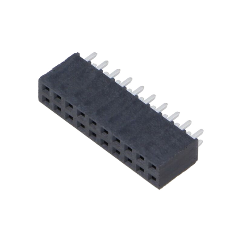 Conector: şiruri pini; mamă; PIN: 20; 2,54mm; aurit; THT; soclu Conector: şiruri pini; mamă; PIN: 20; 2,54mm; aurit; THT; soclu
