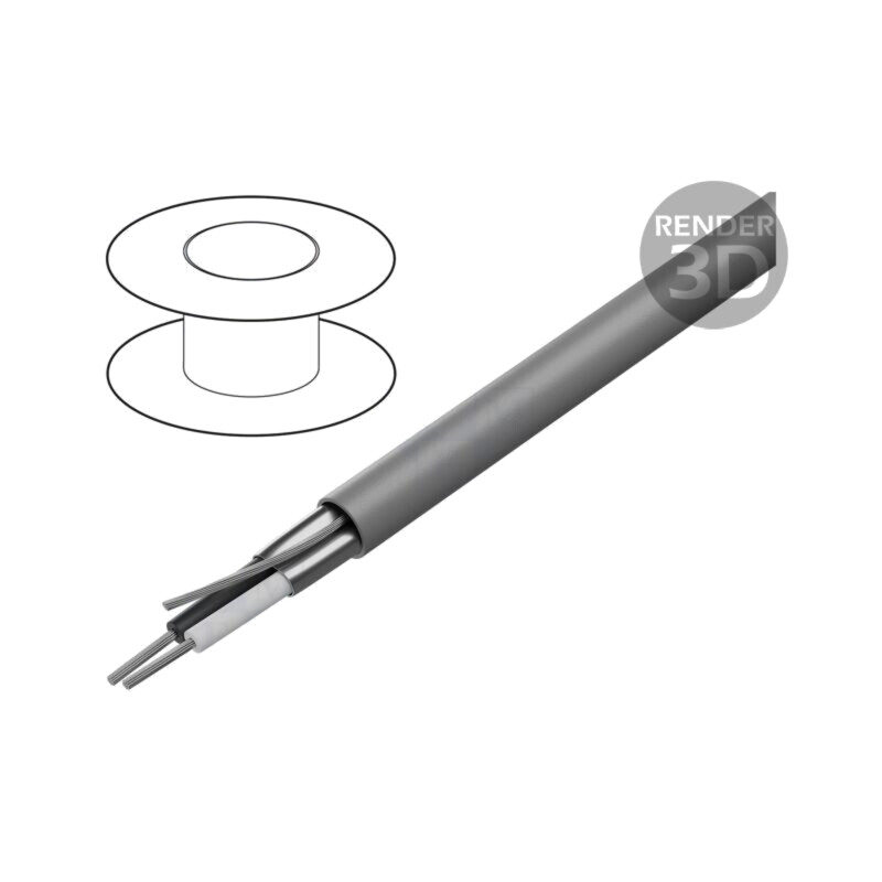 Cablu; 1x2x18AWG; ecranat,folie Al-PET; PVC; gri; 300V; 30m; 100ft