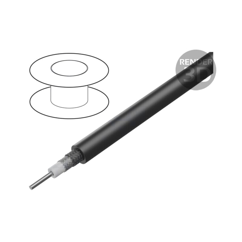 Cablu: coaxial; RG223/U; sârmă; Cu; PVC; negru; 5,4mm