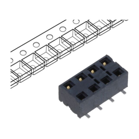 Conector: şiruri pini; mamă; PIN: 8; 2,54mm; aurit; SMT; soclu; rolă