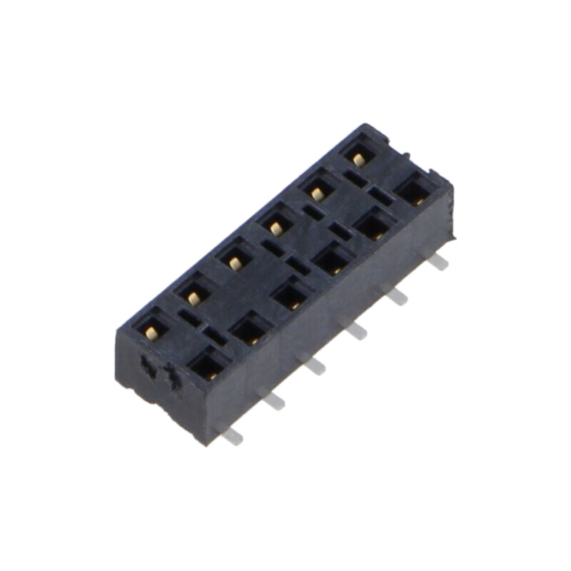 Conector: şiruri pini; mamă; PIN: 12; 2,54mm; gold flash; SMT; soclu Conector: şiruri pini; mamă; PIN: 12; 2,54mm; gold flash; SMT; soclu