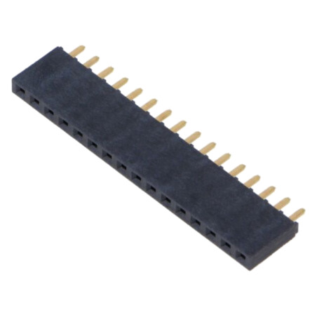 Conector: şiruri pini; mamă; PIN: 16; 2,54mm; aurit; THT; soclu