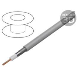 Cablu: coaxial; H155,RG58; 1x16AWG; litat; Cu; PVC; gri; 100m; 328ft