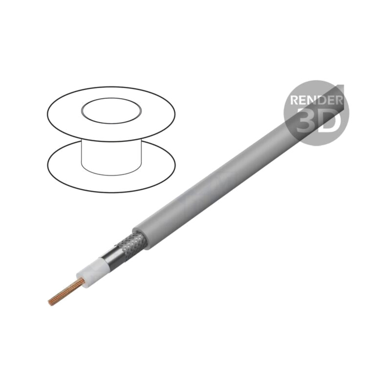 Cablu: coaxial; H155,RG58; 1x16AWG; litat; Cu; PVC; gri; 100m; 328ft