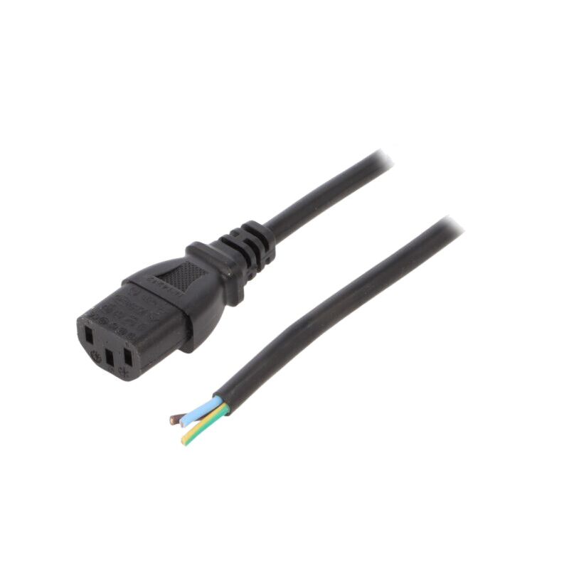 Cablu; 3x0,75mm2; IEC C13 mamă,cabluri; PVC; 1,8m; negru; 10A; 250V Cablu; 3x0,75mm2; IEC C13 mamă,cabluri; PVC; 1,8m; negru; 10A; 250V