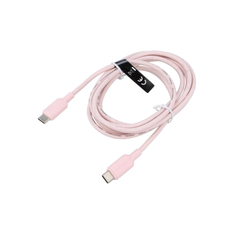 Cablu; USB 2.0; USB C mufă,din ambele părţi; nichelat; 2m; roz