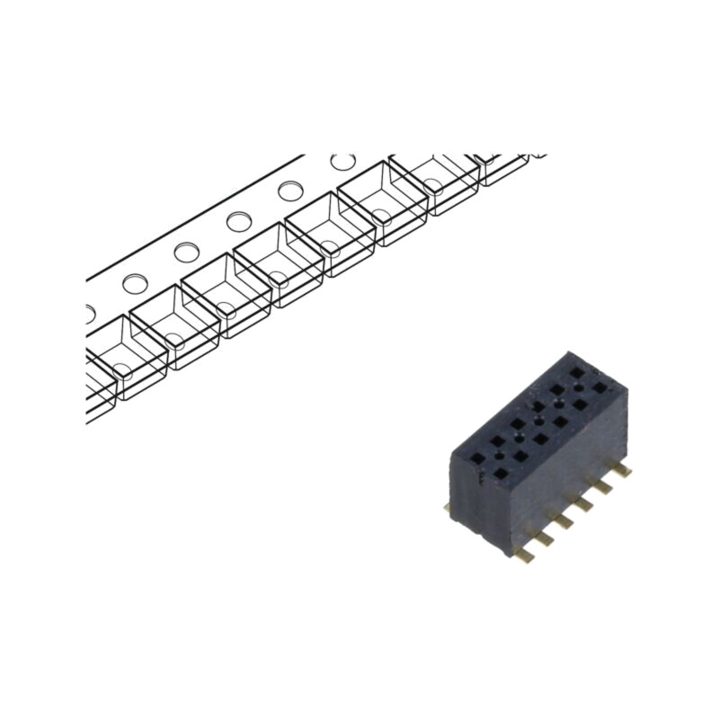 Conector: şiruri pini; tată; PIN: 12; 1,27mm; aurit; SMT; soclu Conector: şiruri pini; tată; PIN: 12; 1,27mm; aurit; SMT; soclu