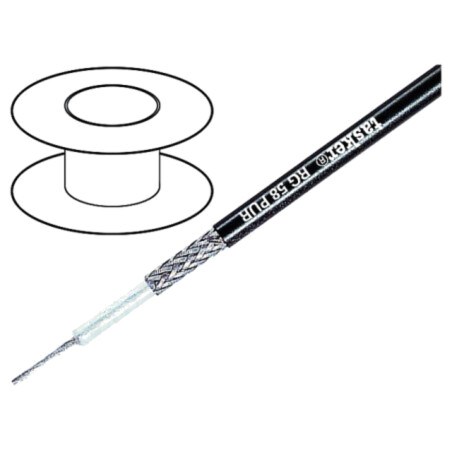 Cablu: coaxial; RG58; litat; OFC; PUR; negru; 100m; Øcablu: 5mm