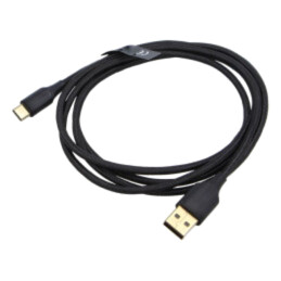 Cablu; USB 2.0; USB A mufă,USB C mufă; aurit; 1,5m; negru; textilă