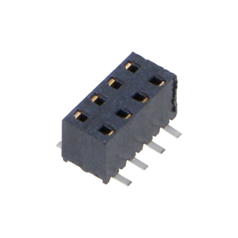 Conector: şiruri pini; mamă; PIN: 8; 2mm; aurit selectiv; SMT; soclu Conector: şiruri pini; mamă; PIN: 8; 2mm; aurit selectiv; SMT; soclu