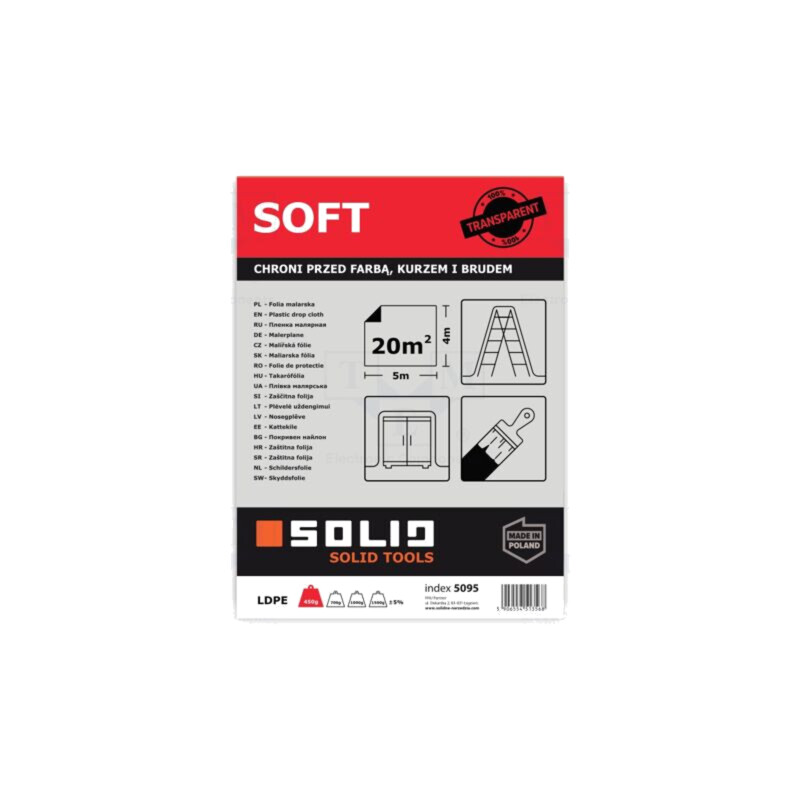 Folie LDPE; Lung: 5m; Lăţ: 4m; transparentă; SOFT Folie LDPE; Lung: 5m; Lăţ: 4m; transparentă; SOFT