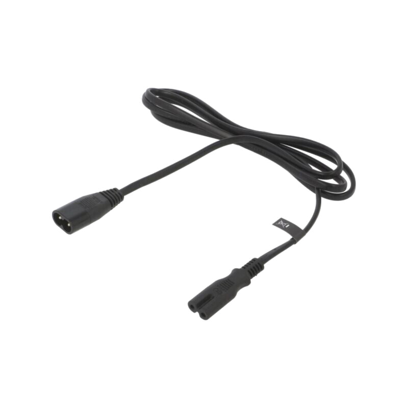 Cablu; 2x0,5mm2; IEC C7 mamă,IEC C8 tată; PVC; 1,5m; negru; 2,5A Cablu; 2x0,5mm2; IEC C7 mamă,IEC C8 tată; PVC; 1,5m; negru; 2,5A