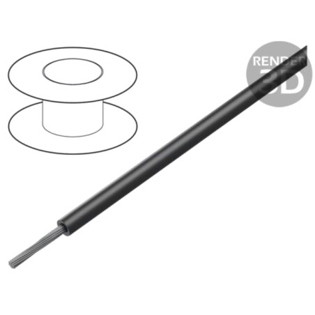 Cablu; litat; Cu; 22AWG; TFE; negru; 250V; 30m; CPR: fără clasificare