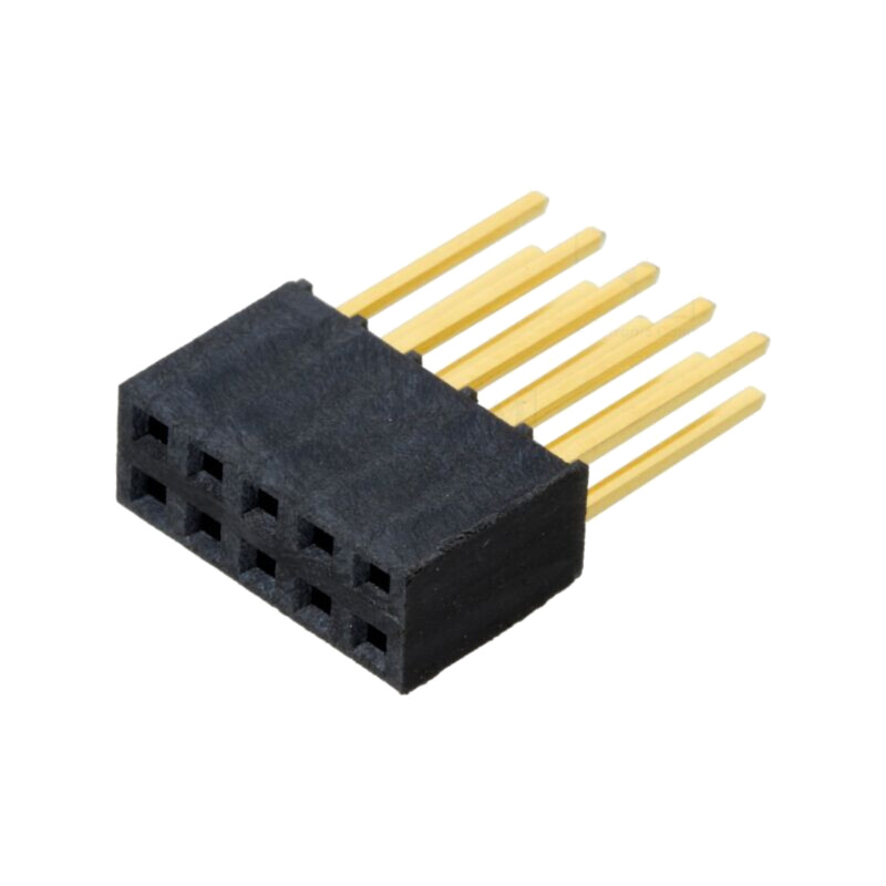 Conector: şiruri pini; mamă; PIN: 10; 2,54mm; aurit; THT; soclu