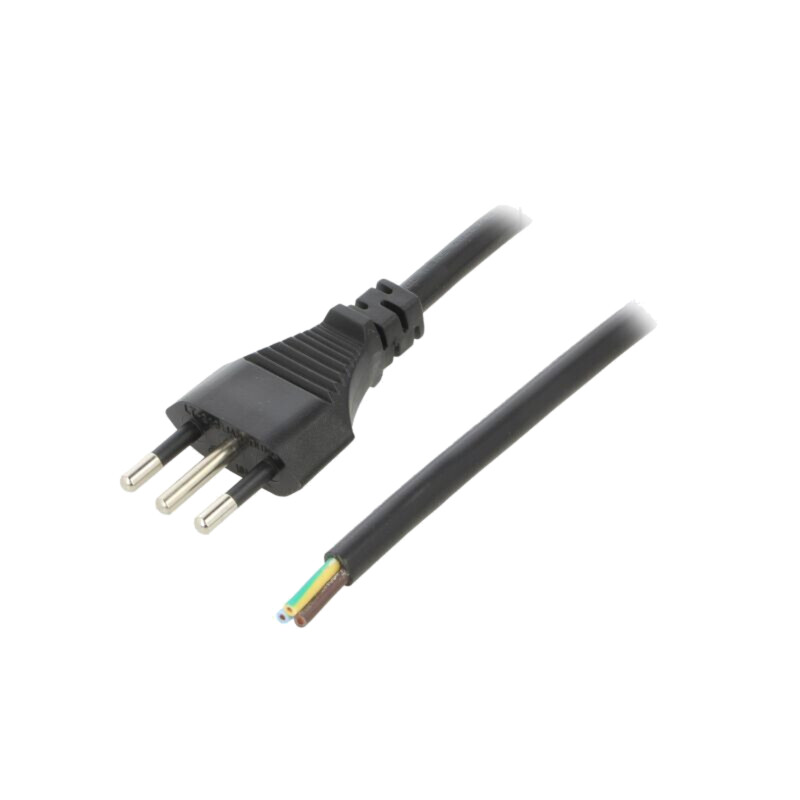 Cablu; 3x1mm2; CEI 23-50 (L) mufă,cabluri; PVC; 1m; negru; 10A