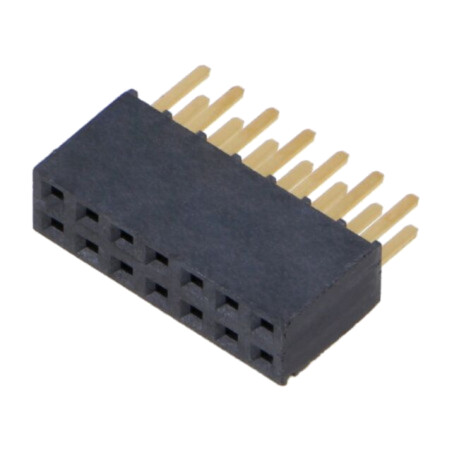 Conector: şiruri pini; mamă; PIN: 14; 2,54mm; aurit; THT; soclu