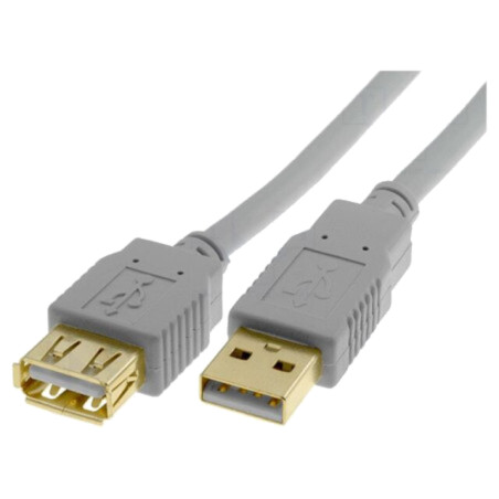 Cablu; USB 2.0; USB A soclu,USB A mufă; aurit; 1,8m; gri; Fire: Cu