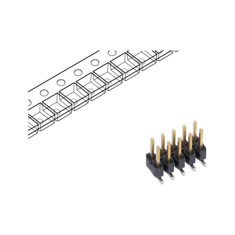 Conector: şiruri pini; tată; PIN: 10; 2,54mm; aurit; SMT; şir pini