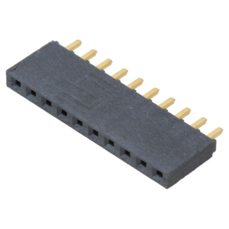 Conector: şiruri pini; mamă; PIN: 10; 2,54mm; aurit; THT; soclu