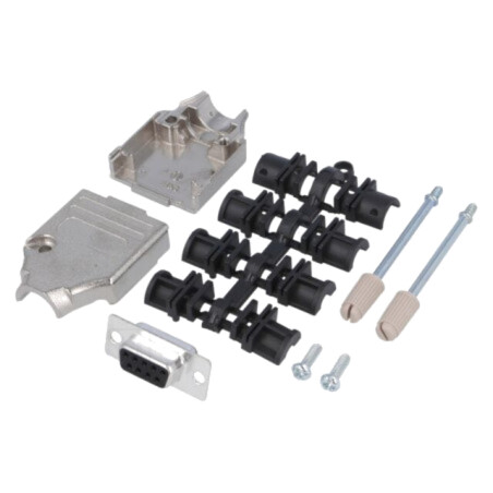 D-Sub; PIN: 9; mufă; mamă; drept; lipire; pe cablu; Kit: set complet