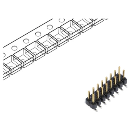 Conector: şiruri pini; tată; PIN: 16; 2,54mm; aurit; SMT; şir pini