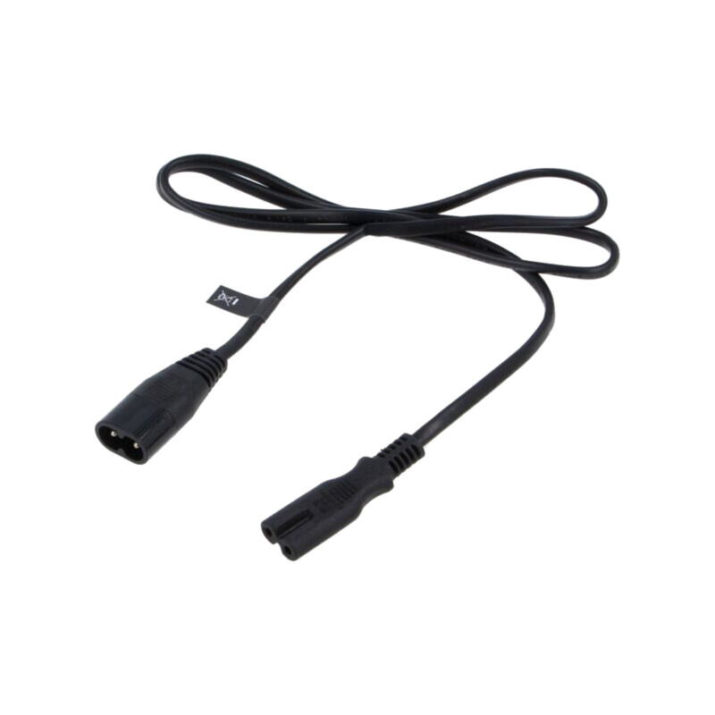 Cablu; 2x0,5mm2; IEC C7 mamă,IEC C8 tată; PVC; 1m; negru; 2,5A Cablu; 2x0,5mm2; IEC C7 mamă,IEC C8 tată; PVC; 1m; negru; 2,5A