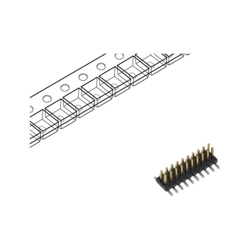 Conector: şiruri pini; tată; PIN: 20; 1,27mm; aurit; SMT; soclu; rolă Conector: şiruri pini; tată; PIN: 20; 1,27mm; aurit; SMT; soclu; rolă