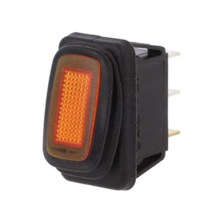 ROCKER; SPST; Poz: 2; ON-OFF; 16A/12VDC; portocalie; IP65; LED; 12V