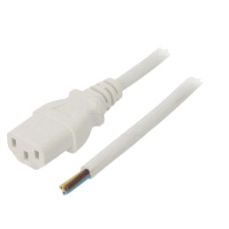 Cablu; 3x0,75mm2; IEC C13 mamă,cabluri; PVC; 1m; alb; 10A; 250V