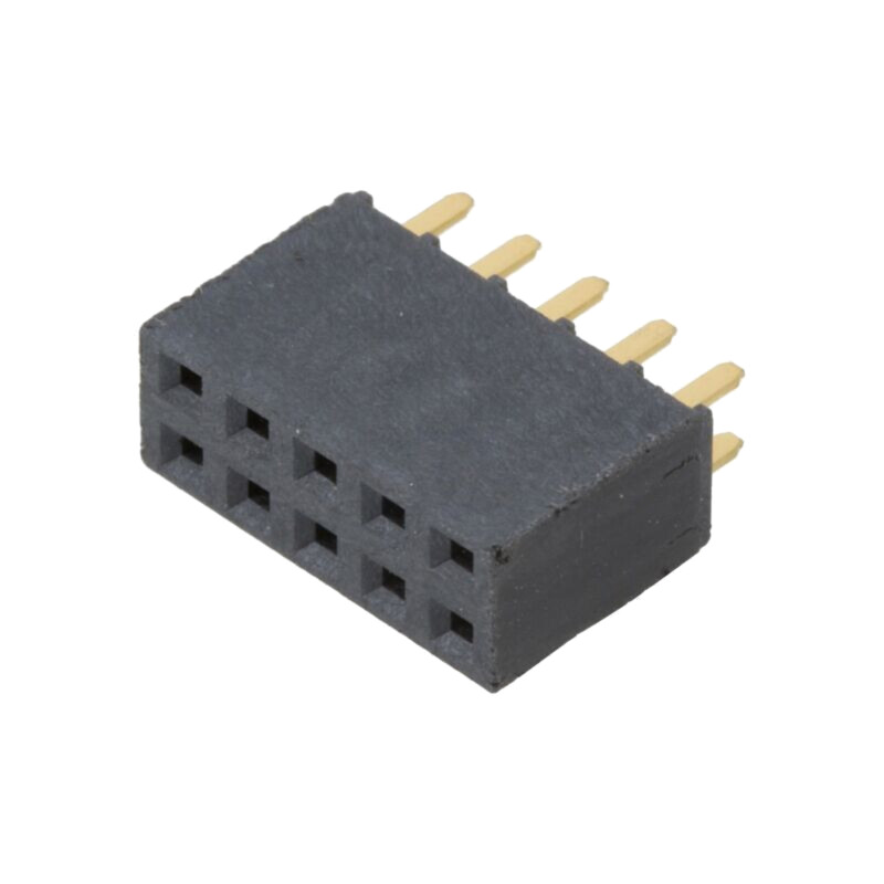 Conector: şiruri pini; mamă; PIN: 10; 2,54mm; aurit; THT; soclu