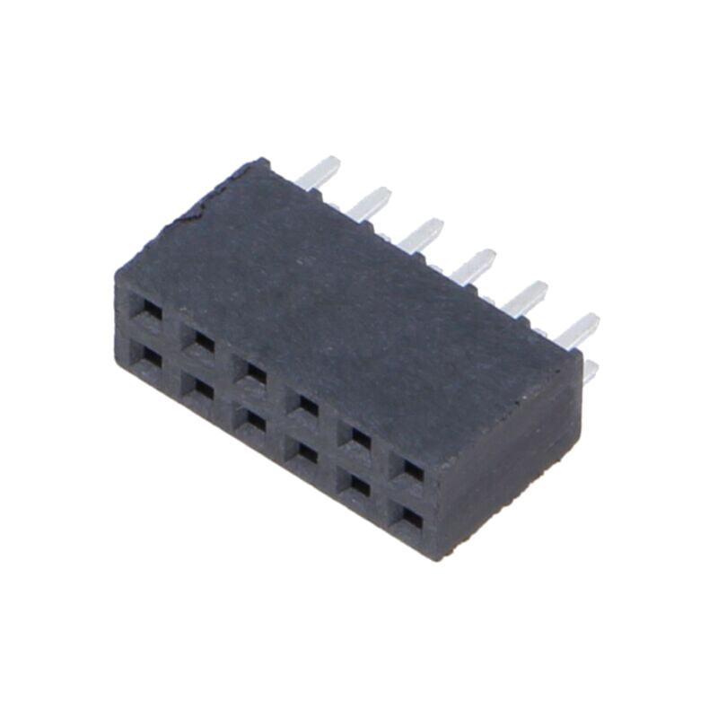 Conector: şiruri pini; mamă; PIN: 12; 2,54mm; aurit selectiv; THT Conector: şiruri pini; mamă; PIN: 12; 2,54mm; aurit selectiv; THT