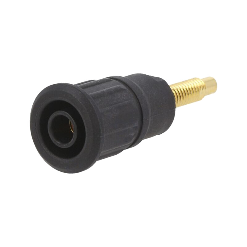 Conector: banană 4mm; soclu; 32A; 1kV; neagră; Conexiune: cu filet