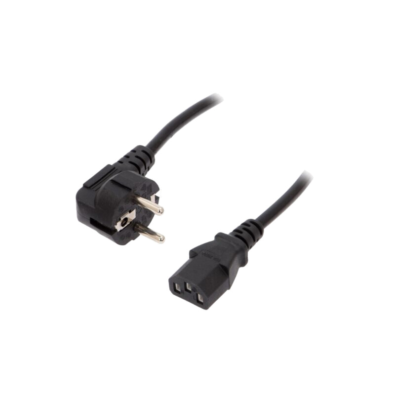 Cablu; 3x0,5mm2; CEE 7/7 (E/F) ştecăr în unghi,IEC C13 mamă