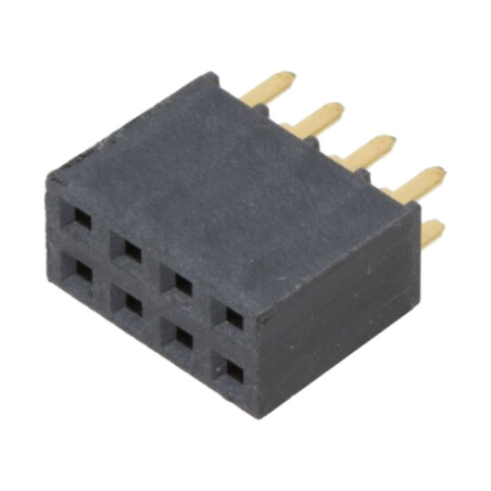 Conector: şiruri pini; mamă; PIN: 8; 2,54mm; aurit; THT; soclu; drept