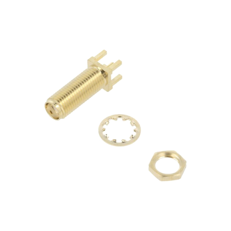 Conector: SMA; soclu; mamă; drept; THT; pt.montare pe panou; PTFE Conector: SMA; soclu; mamă; drept; THT; pt.montare pe panou; PTFE