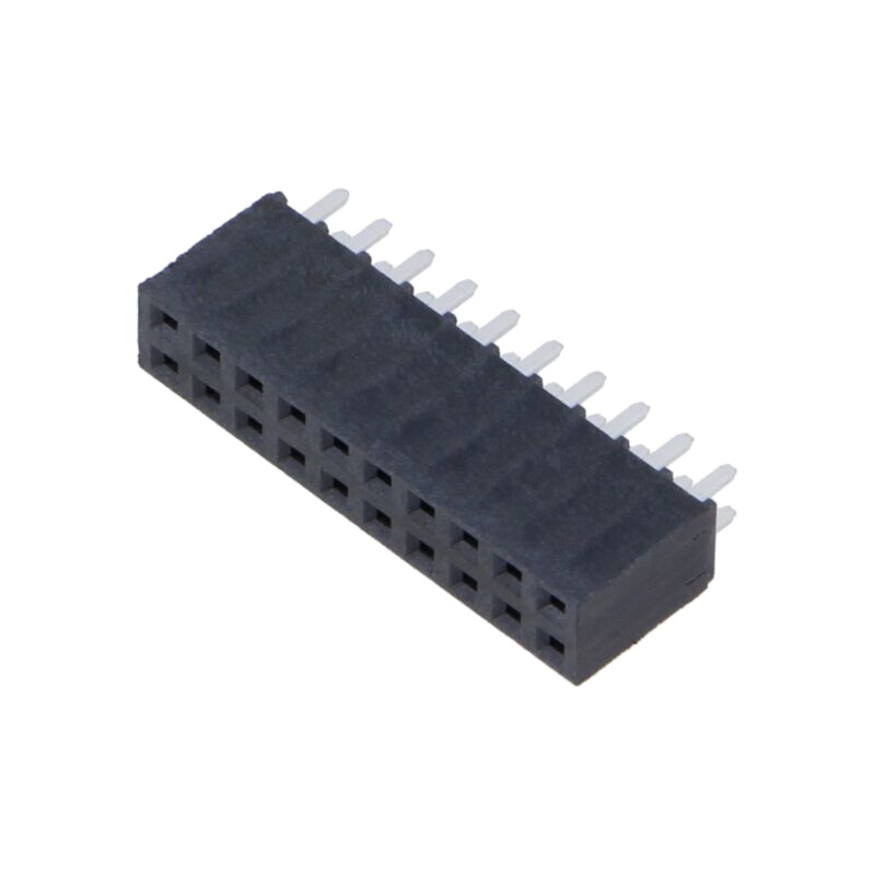 Conector: şiruri pini; mamă; PIN: 20; 2,54mm; aurit; THT; soclu Conector: şiruri pini; mamă; PIN: 20; 2,54mm; aurit; THT; soclu