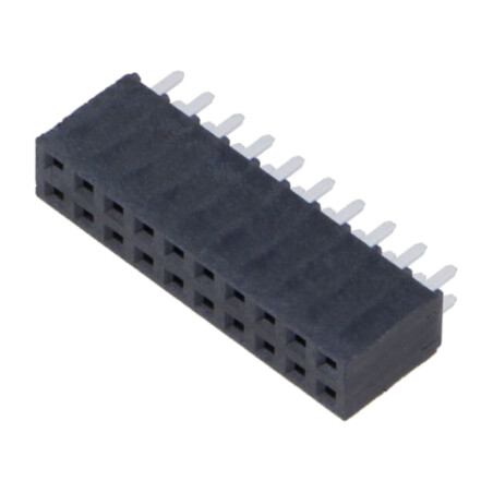Conector: şiruri pini; mamă; PIN: 20; 2,54mm; aurit; THT; soclu