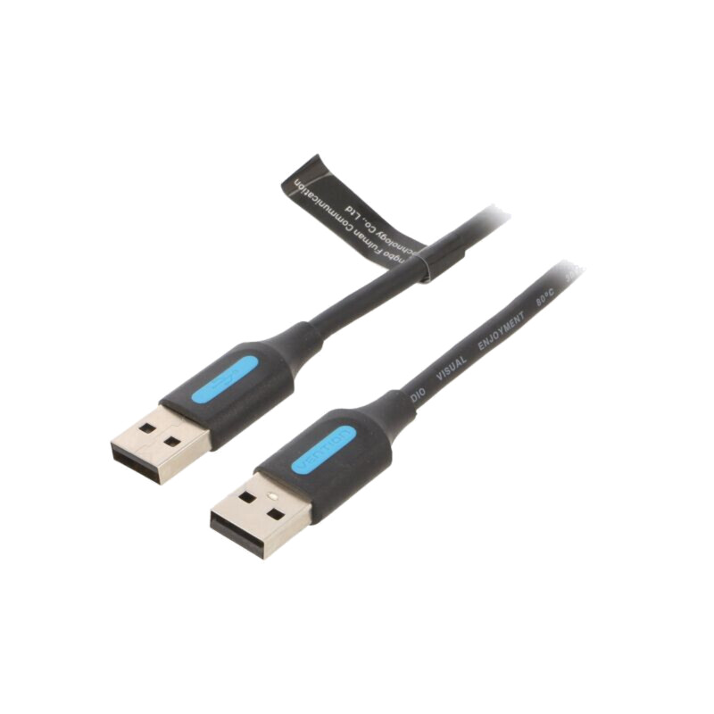 Cablu; USB 2.0; USB A mufă,din ambele părţi; nichelat; 1m; negru