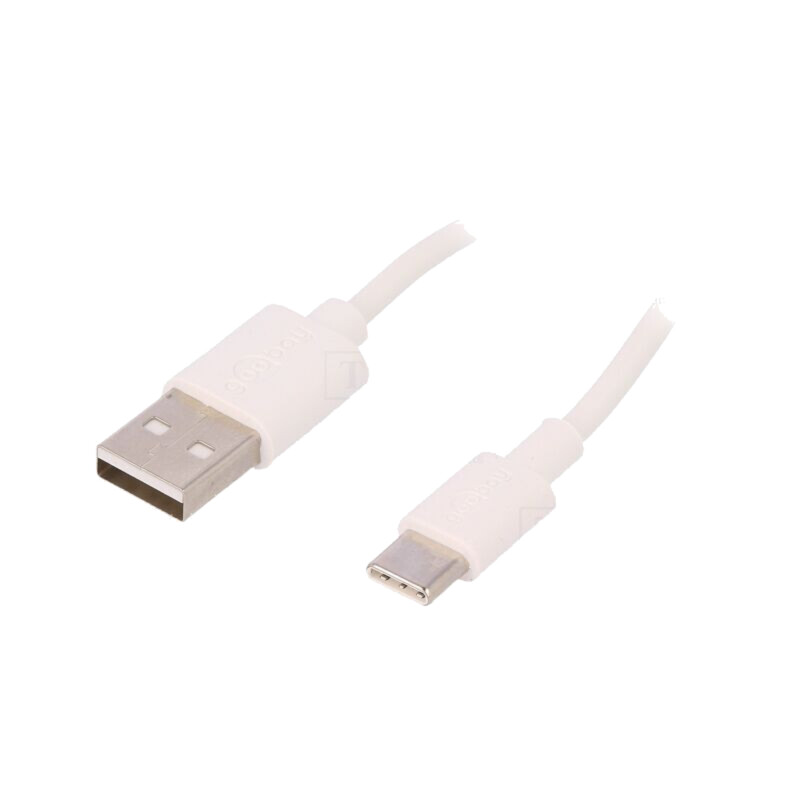 Cablu; USB 2.0; USB A mufă,USB C mufă; 0,5m; alb; Fire: Cu; 480Mbps