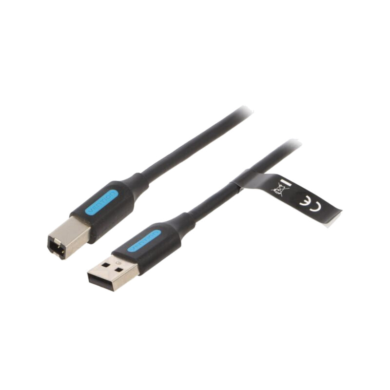 Cablu; USB 2.0; USB A mufă,USB B mufă; nichelat; 1,5m; negru; PVC
