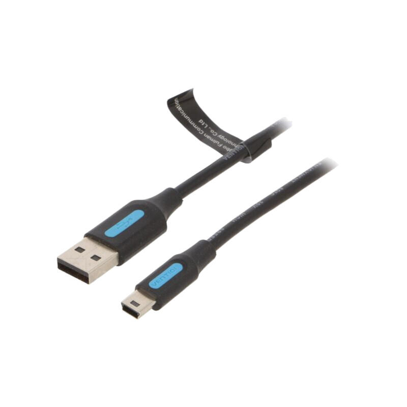Cablu; USB 2.0; USB A mufă,USB B mini mufă; nichelat; 1m; negru