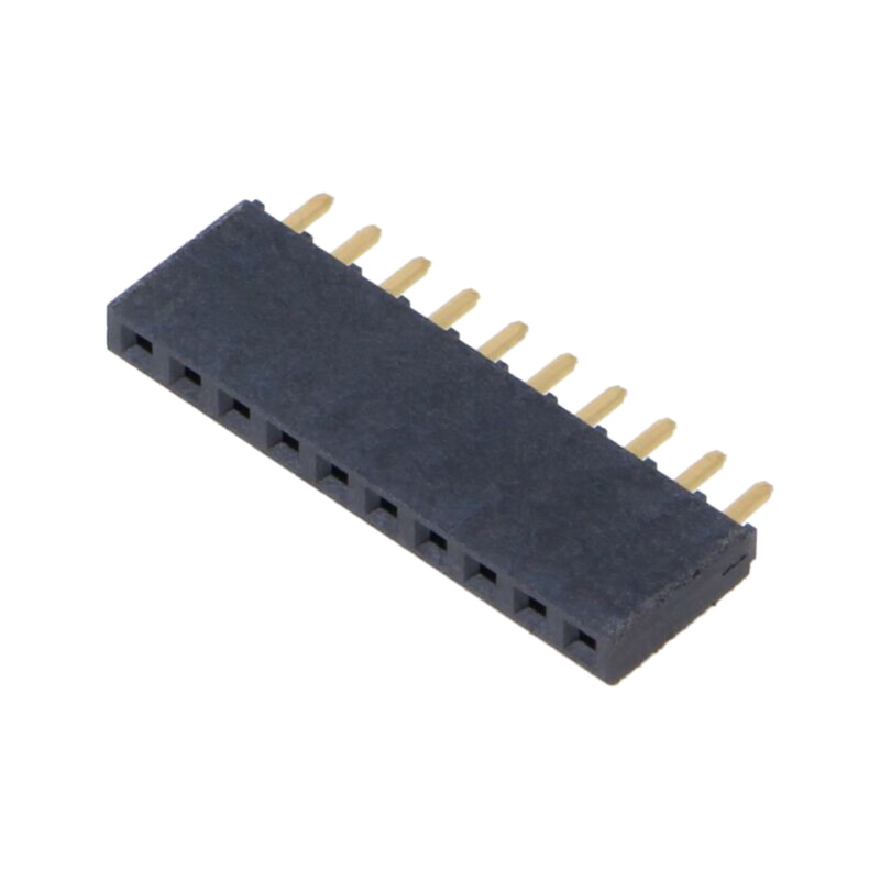 Conector: şiruri pini; mamă; PIN: 10; 2,54mm; aurit; THT; soclu