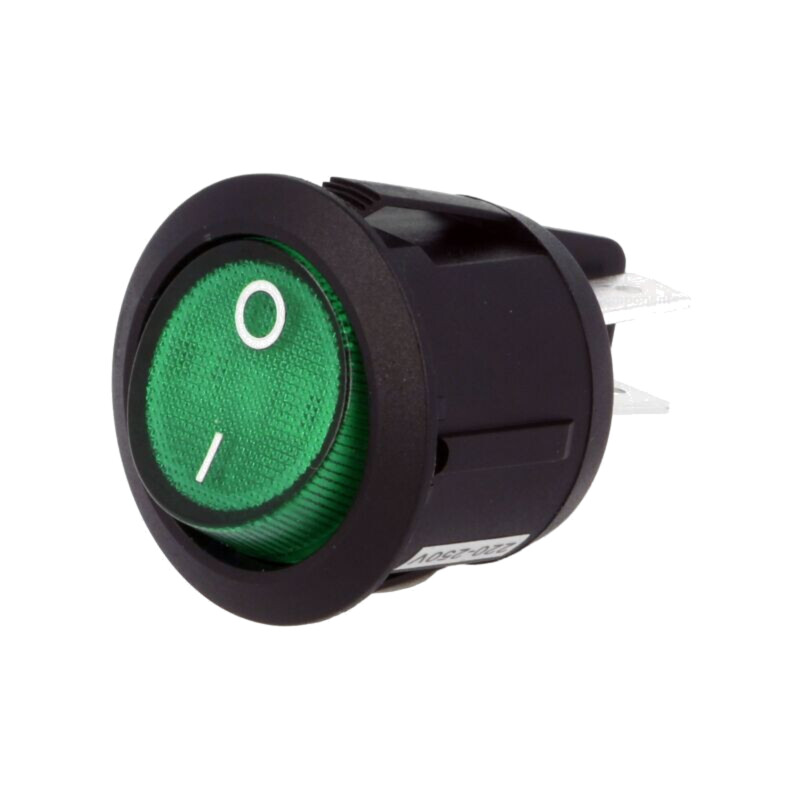 ROCKER; DPST; Poz: 2; ON-OFF; 10A/250VAC; verde; lampă cu neon; 230V